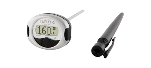 Taylor Instant Read Thermometer - Steel Probe, Non-Rolling (Silver) | Digital Food Thermometer, Stainless Steel Probe, Hold Function, Dot Matrix Display, Non-Rolling Design, -58°F To 448°F Range - color: No Color
