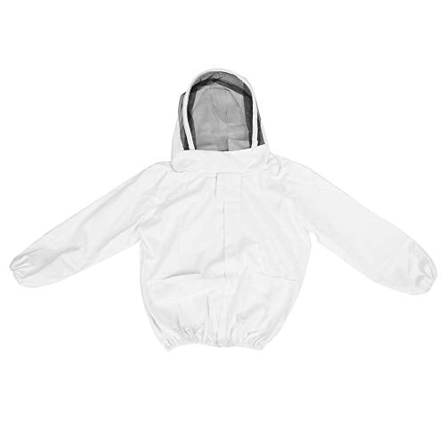 Beekeeping Jacket Protective Veil Suit with Double Zippers Breathable Polyester Cotton Beekeeping Clothing for Beekeepers White Gray (White) - color: White