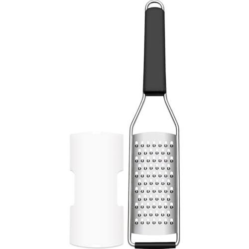 Cambom Cheese Grater Lemon Zester, Graters for Parmesan Cheese, Lemon, Citrus, Garlic, Nutmeg, Chocolate, Fruits, Vegetables, Ginger, Vegetable & Cheese Shredder with Stainless Steel Coarse Blade - color: Black, size: Set of 1, style: Coarse Blade