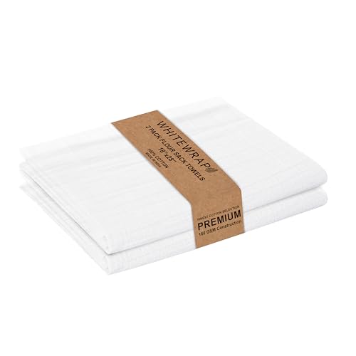Flour Sack Towels| Tea Towel for Crafts| Kitchen Dish Cotton Blank Towel for Embroidery|Baking Bread Proofing Linen Cover| Thick Absorbent Quick Dry| 2 Pack 18"x28" White - color: White, size: 18"x28"-Pack of 2