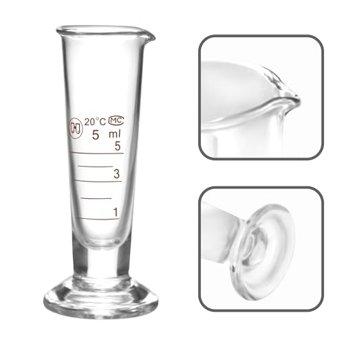 Professional Lab Graduated Measuring Cup with Spout 5ml Wide Mouth Glass Conical Beaker Thickened Borosilicate Beaker Heat Resistant (5ml) Transparent - size: 5ml