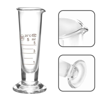 Professional Lab Graduated Measuring Cup with Spout 5ml Wide Mouth Glass Conical Beaker Thickened Borosilicate Beaker Heat Resistant (5ml) Transparent - size: 5ml