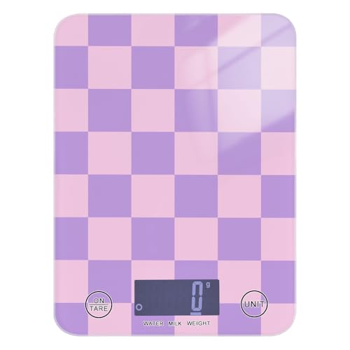 Food Scale Kitchen Scale for Baking Cooking Digital Food Weighing Measuring Scale Small Waterproof Electric Food Scale Checkered Purple - color: Checkered Purple