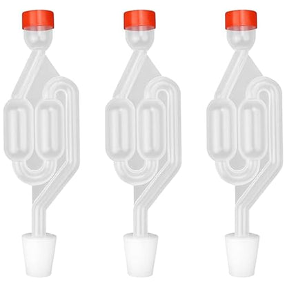 NIDONE Airlocks for Fermenting, 3Pcs S-Shaped Bubble Airlock Set, Home Brewing Wine Beer Sauerkraut Pickles Tool with Rubber Stopper