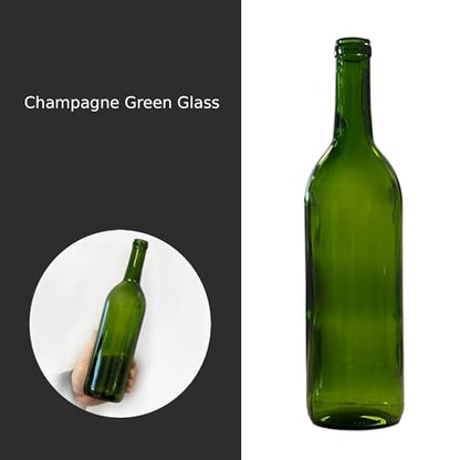 North Mountain Supply 750ml Glass Bordeaux Wine Bottle Flat-Bottomed Cork Finish - 48 Bottles (4 Cases of 12) - Champagne Green