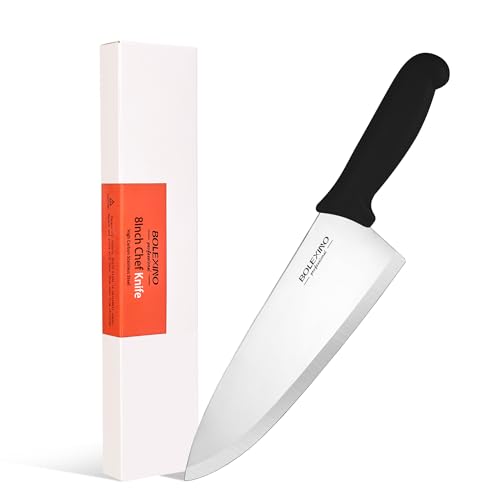 8 inch Japanese High Carbon Stainless Steel Chef Knife, Professional Extra Sharp Wide Cook Knife with Non-slip Ergonomic Handle, for Kitchen Home Restaurant - color: Black
