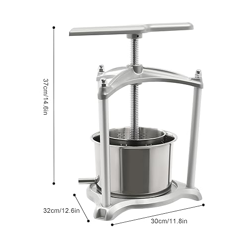0.8 Gal/3L Fruit Wine Press - Heavy-Duty Stainless Steel Manual Juice Maker with T-Handle & Dual Barrels, 100% Natural Cider Press for Apple Berry Vegetables Cheese Tincture - Silver - color: Sliver, size: 0.8Gal