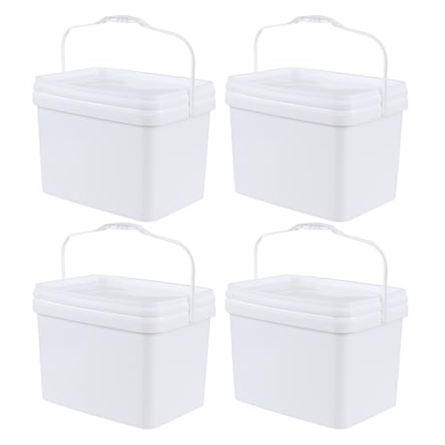 Saedy 5 Gallon Rectangular Bucket with Seal Lids for Food Storage, 4 Packs | Food Grade, with Handle - size: 5 Gallon