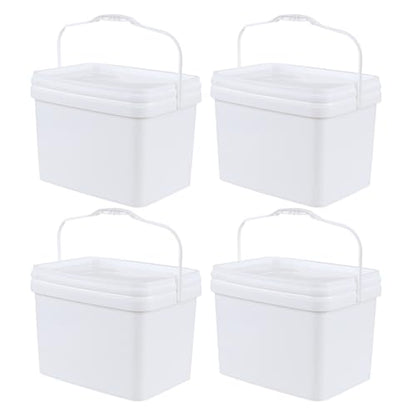 Saedy 5 Gallon Rectangular Bucket with Seal Lids for Food Storage, 4 Packs | Food Grade, with Handle - size: 5 Gallon