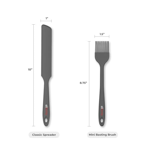 Elihome Mini Silicone Basting Pastry Brush, Cooking Brush for Oil Sauce Butter Marinades, Food Brushes for BBQ Grill Kitchen Baking, Baster Brushes Pastries Cakes Meat Desserts, Food Grade, Dark Grey - color: Dark Gray