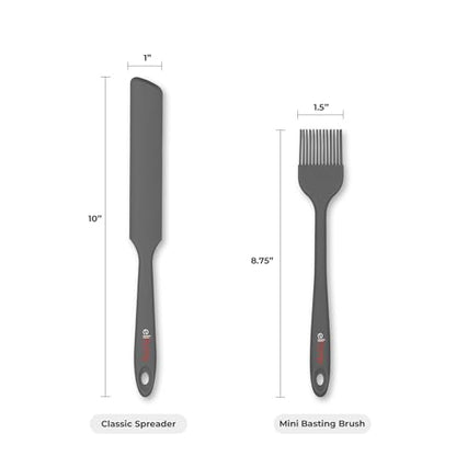 Elihome Mini Silicone Basting Pastry Brush, Cooking Brush for Oil Sauce Butter Marinades, Food Brushes for BBQ Grill Kitchen Baking, Baster Brushes Pastries Cakes Meat Desserts, Food Grade, Dark Grey - color: Dark Gray