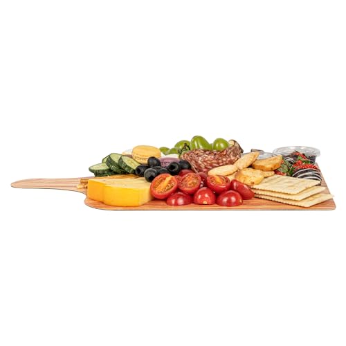 Restaurantware Cater Tek 15.8 x 9.8 Inch Charcuterie Boards 10 Faux Wood Cheese Boards - WIth Handle Stackable Paper Cardboard Charcuterie Boards Disposable For Serving At Catered Events - color: Natural, size: 15 3/4"
