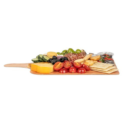 Restaurantware Cater Tek 15.8 x 9.8 Inch Charcuterie Boards 10 Faux Wood Cheese Boards - WIth Handle Stackable Paper Cardboard Charcuterie Boards Disposable For Serving At Catered Events - color: Natural, size: 15 3/4"