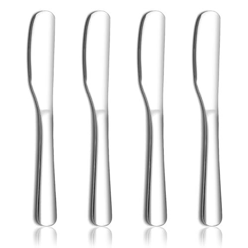 Homquen Stainless Steel Butter Knife, Butter Spreader, Butter Knives, Butter Spreader Knife for Kitchen Restaurant Party, Kitchen Gadgets, Set of 4 - color: 1. Silver