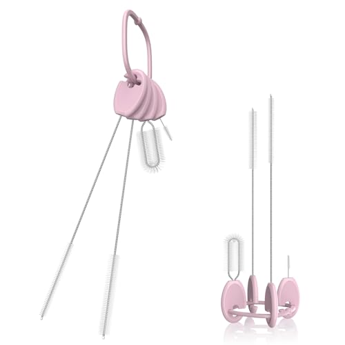 Straw Brush Set, 4 Piece Cleaner Kit with Standable Key Ring for Reusable Straws, Tumblers & Water Bottles – Designed for Kids & Adults, Pink - color: Pink, size: Standard Version（For Kids & Adults）