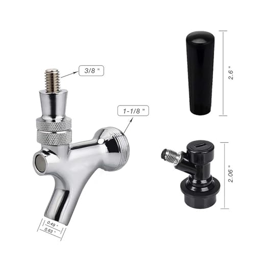 19L Ball Lock Keg & Beer Tap Keg Faucet & Co2 Regulator,Stainless Steel Ball Lock Post Corny Keg Dispenser Kit For Homebrew(W21.8) - size: W21.8