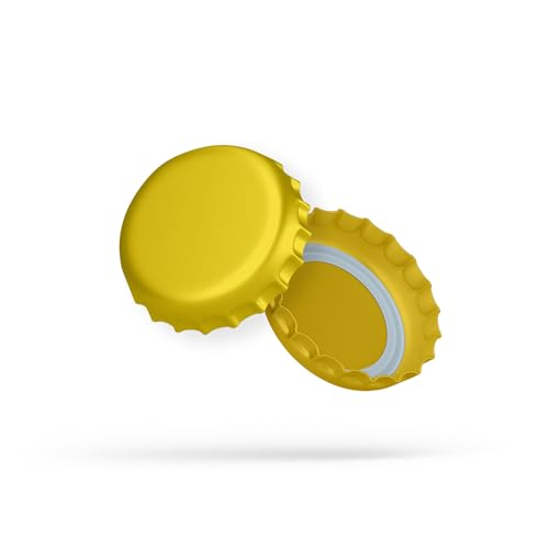 Fermentaholics Yellow Beer Bottle Caps - 144 Count Oxygen Absorbing Bottle Lids – 26mm Crown Caps for Homebrewing Beer, Cider, Soda, DIY Crafts and more – Fits Standard American Pry-Off Bottles