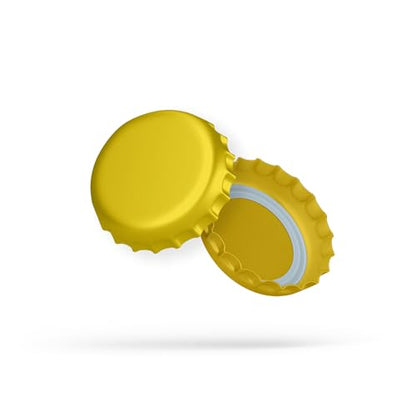 Fermentaholics Yellow Beer Bottle Caps - 144 Count Oxygen Absorbing Bottle Lids – 26mm Crown Caps for Homebrewing Beer, Cider, Soda, DIY Crafts and more – Fits Standard American Pry-Off Bottles