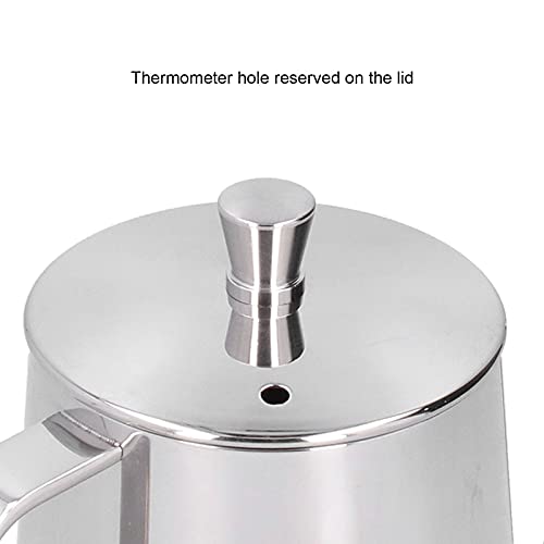 RiToEasysports 304 Stainless Steel Gooseneck Kettle with Thermometer Hole Coffee Pouring Pot Perfect for Hotels Restaurants, 8.6x5.4in (Silver 350ML) - color: Silver 350ML