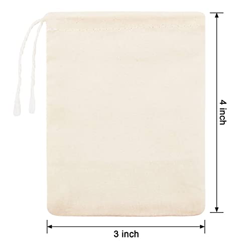 Boao 50 Pcs Cheese Cloth Tea Bags 4 x 3 Inch for Straining Reusable Tea Filter Loose Empty Soup Spice Bags for Cooking Cold Brew Coffee Muslin Strainer