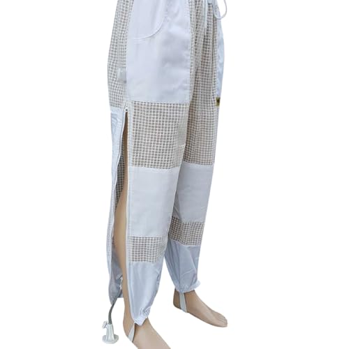 3 Layer Ventilated Beekeeping Pants for Men & Women – Sting-Proof Bee Pants with Leg High Zippers, Pockets, and Comfortable Mesh Protection - size: X-Large