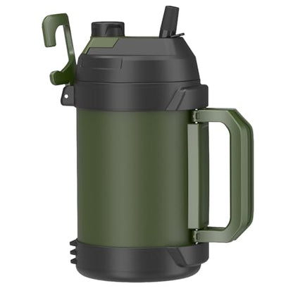 Zukro 1 Gallon Water Jug, One Gallon Large Triple Wall Insulated Water Bottle With Straw and Spout, Keep Cold 48 Hours, No Sweat 128 oz Stainless Steel Sport Jug For Gym, Camping, Outdoors, Green - color: Green
