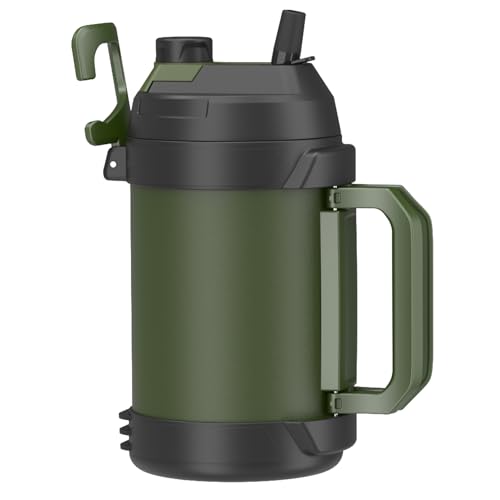 Zukro 1 Gallon Water Jug, One Gallon Large Triple Wall Insulated Water Bottle With Straw and Spout, Keep Cold 48 Hours, No Sweat 128 oz Stainless Steel Sport Jug For Gym, Camping, Outdoors, Green - color: Green
