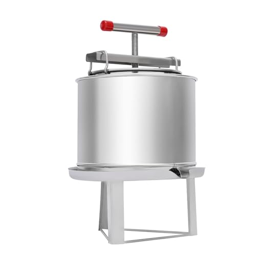 Fruit Wine Press, Manual Juice Maker 2 Stainless Steel Barrels, Honey Press Extractor for Cider Apple Grape WineTincture Vegetables Honey Olive Oil Making, 12.6L