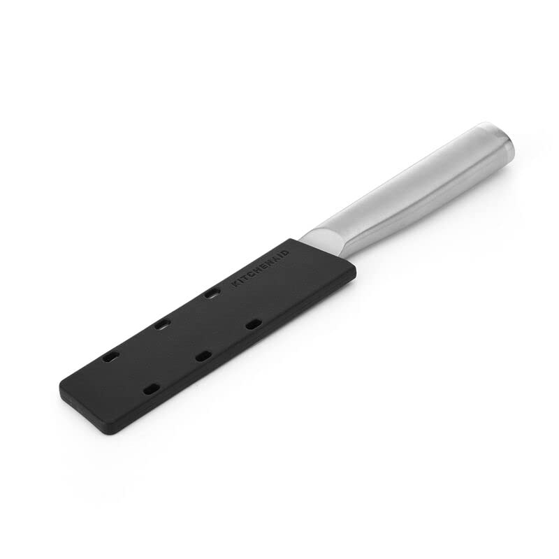 KitchenAid Gourmet Forged Stainless Steel Fine-Edge Utility Knife with Custom-Fit Blade Cover, 4.5-inch, Sharp Kitchen Knife, Japanese Steel Blade, Brushed Stainless Steel Handle - style: 4.5-Inch Fine-Edge Utilty Knife