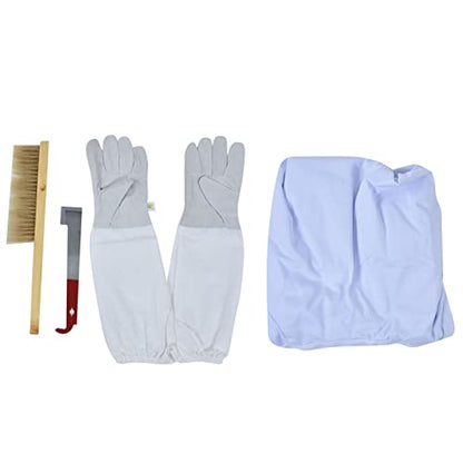 Beekeeping Suit Kit Protective Ventilated Jacket Gloves Scraper Bee Brush - Sting Proof Design, Breathable Veil Hat, Comfortable Fit for Men and Women