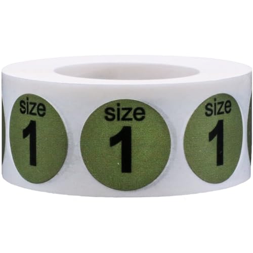 Shoe Size 1 Olive Green Stickers for Retail Clothing – 0.75 Inch Round, 500 Adhesive Labels Per Roll for Footwear Boxes, Retail Stores, Inventory, Displays – Made in the USA - color: Olive Size 1