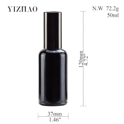 YIZHAO Black Glass Spray Bottles 2oz, with Small Fine Mist Spray, Metal Cap, Refillable for Essential Oil,Travel,Cleaning,Perfume,Aromatherapy,Makeup – 12 Pcs - color: Black, size: 50ml-12