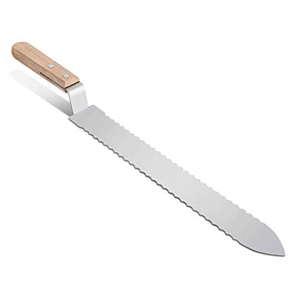 Flexzion 11" Stainless Steel Cold Uncapping Serrated Blade Knife and 12" Plastic Needle Roller, Bee Hive Wax Scraper Uncapper Extractor Beekeeping Tool Equipment for Beekeepers Honey Extracting