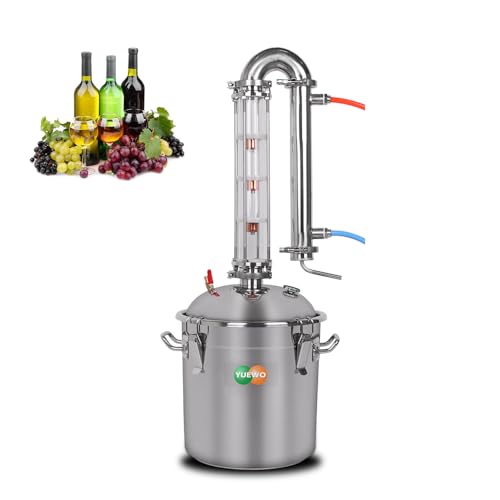 YUEWO Alcohol Still 5.8GAL/13.2GAL Stainless Steel Alcohol Distiller Home Brewing Distillery Kit with 2” Crystal Still Column for DIY Whisky Wine Brandy Gin Vodka Alcohol Making - size: CT02-5.8GAL/22L