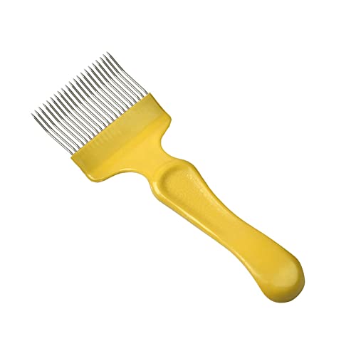 lasenersm 1 Piece Beekeeping Uncapping Fork Bee Keeping Uncapping Fork Bee Honey Uncapping Fork Stainless Steel Bee Keeping Tool with 21 Tines(Yellow, Curved)