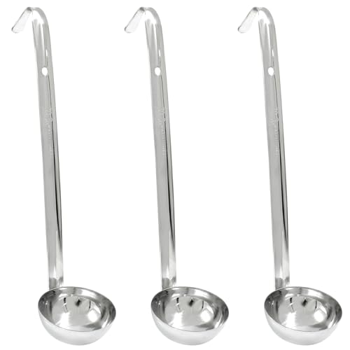 Piutouyar 3 Pcs 2 oz Soup Ladle Set, Stainless Steel Ladle with Long Hooked Handles Kitchen Cooking Serving Ladle Accessories for Cooking Soup Sauce Stews - size: 2 oz
