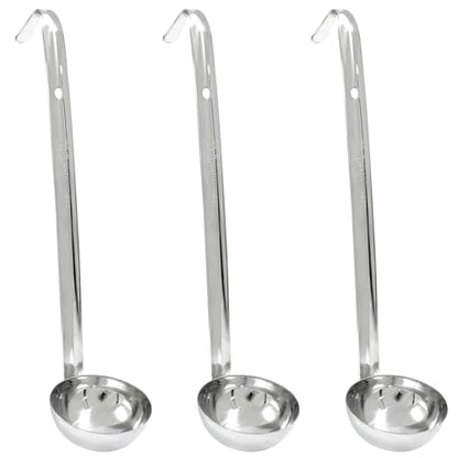 Piutouyar 3 Pcs 2 oz Soup Ladle Set, Stainless Steel Ladle with Long Hooked Handles Kitchen Cooking Serving Ladle Accessories for Cooking Soup Sauce Stews - size: 2 oz