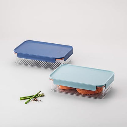 LocknLock Tritan Plastic Bisfree Modular Plus Food Storage Container Set, 4 set (2 containers & 2 Lids)- Mint - color: Mint, size: 4 set (2 containers & 2 Lids), 2100 ml