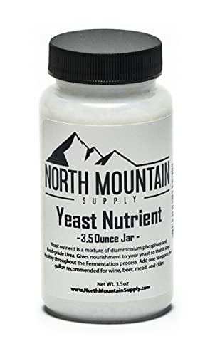 North Mountain Supply 1 Gallon Glass Fermenting Jug with Handle,6.5 Rubber Stopper,2-Piece Airlock,Black Plastic Lid - Set of 1 & Food Grade Yeast Nutrient - 3.5 Ounce Jar