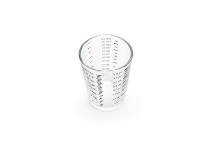 Fox Run Mini Multi-Purpose Liquid and Dry Measuring Shot Glass, Set of 2, 4-Ounce Cups, Clear, Small - size: 4 oz, style: Set of 2