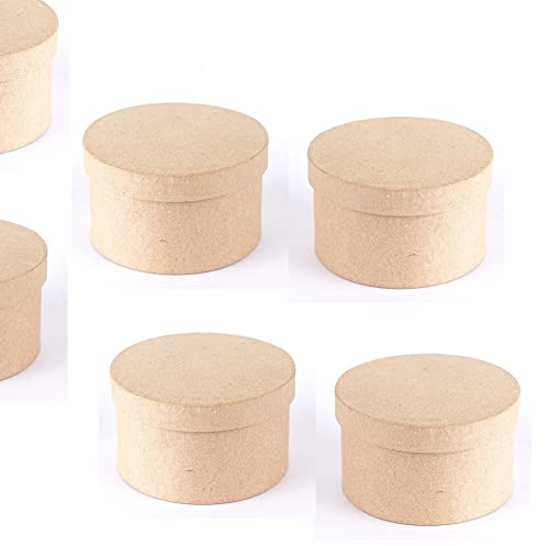 Factory Direct Craft Paper Mache Round Box-(12 Pcs) These Round Papier Mache Boxes Come With Lids. Use as a Jewelry Box or Small Gift Box - color: 12 Round Boxes