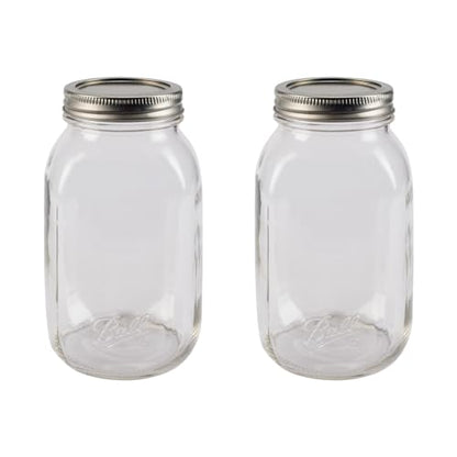 Ball Regular Mouth Easy Label Glass Mason Jars with Lids and Bands, Used for Canning, Pickling, Juice, Jam, Jelly, Quart Size 32 Ounce (Pack of 2) - size: 32 Ounce (Pack of 2)