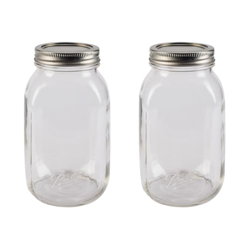 Ball Regular Mouth Easy Label Glass Mason Jars with Lids and Bands, Used for Canning, Pickling, Juice, Jam, Jelly, Quart Size 32 Ounce (Pack of 2) - size: 32 Ounce (Pack of 2)