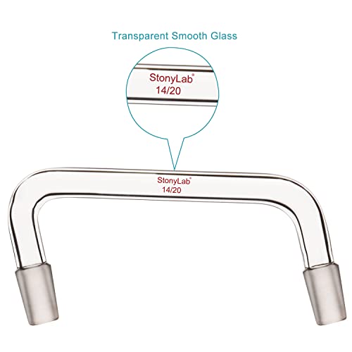 stonylab Glass Distilling Adapter, Borosilicate Glass 75 Degree and 105 Degree Bent Chemistry Adapter with 14/20 Standard Taper Inner Joints, 100 mm Length - size: 14/20 Joint