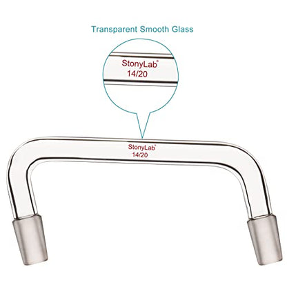 stonylab Glass Distilling Adapter, Borosilicate Glass 75 Degree and 105 Degree Bent Chemistry Adapter with 14/20 Standard Taper Inner Joints, 100 mm Length - size: 14/20 Joint