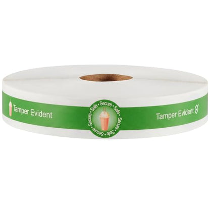 Zonon 600 Pcs Safe Secure Tamper Evident Seals for Drink Lids, Food Delivery Stickers Sealed for Freshness Labels Drink Food Coffee Milk Tea Ice Cream Seal Stickers 600 Pieces Per Roll (Green) - color: Green