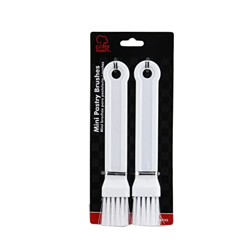 Chef Craft Select Plastic Mini Pastry Brush, 7 inches in length 1 inch width 2 piece set, White - size: 7 inches in length 1 inch width 2 piece set