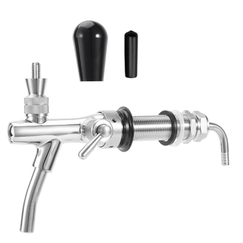 Adjustable Beer Faucet Brass Keg Tap with Stainless Steel Core Flow Control and Long Shank - 5/16'' Barb G5/8 Thread Draft Beer Tap for Kegerator, Home Brewing & Bar