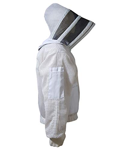Brutul Bee 3 Layer Beekeeping Ventilated Jacket Fully Protection Beekeepers Ultralight Beekeeping Jacket with Fencing Veil - color: White, size: 4X-Large