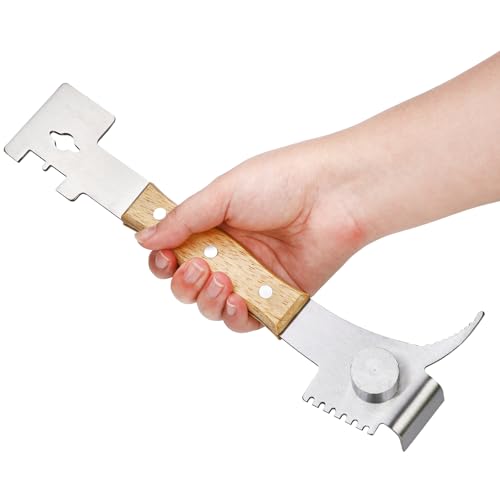 Fasmov 2 Pack Multipurpose Steel Hive Tools with Wooden Handle, 7 in 1 Beekeeping Equipment Bee Hive Hand Tool Beekeeper Tool, Beekeeping Hive Scraper Tool Professional Beekeeping Equipment